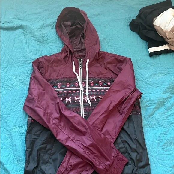 Burgundy Hooded Jacket by Empcyre - Picture 3 of 3